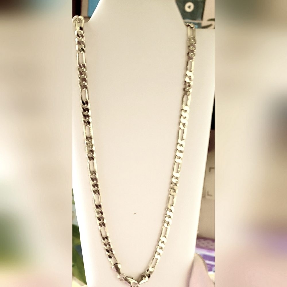 14K YG 24"INCH UNISEX 3-1 FIGARO LINK NECKLACE